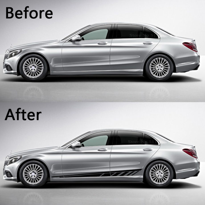 edition-1-racing-stripe-รถประตูด้านข้างกระโปรงสติกเกอร์รูปลอกสำหรับ-benz-c-class-w205-c63-amg-c43-c300-c250-c220-c180