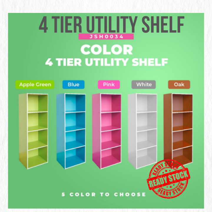 4 Tier Utility Shelf / Wooden Book Shelf / Book Racks Lazada Singapore