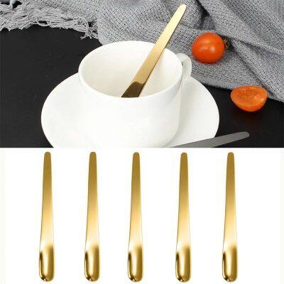 5PCS Stainless Steel Coffee Spoon Flat Spoon Dessert Small Coffee Scoop Mixer Stirring Bar Spoon Kitchen Accessories Tableware