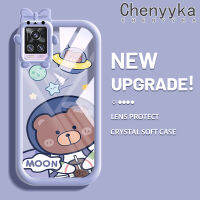 เคส Chenyyyka สำหรับ VIVO S7 V20 Pro การ์ตูนน่ารักมนุษย์อวกาศหมีกันกระแทกเคสโทรศัพท์โปร่งใสซิลิโคนอ่อนนุ่มเคสป้องกันเลนส์กล้องถ่ายรูปปิศาจน้อยรุ่นใหม่สุดสร้างสรรค์