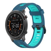 สำหรับ Amazfit GTR สายสองนาฬิกาซิลิโคนสีรูปแบบแนวตั้ง47มม. 22มม. (สีดำ + สีเขียว)