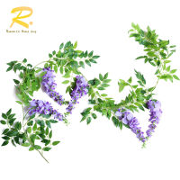 ดอกไม้พวงมาลัยปลอมดอกวิสทีเรียปลอมดอกไม้ Wisteria Garlands 190ซม. สำหรับตกแต่งห้องนอนติดผนังงานแต่งงานในร่มกลางแจ้ง