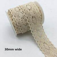 [HOT!] 2 Yards/lot 30mm Wide Apparel Sewing Fabric Trim Cotton Crocheted Lace Fabric Ribbon Handmade Accessories FF01