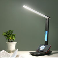 10W Modern Business Led Office Desk Lamp Touch Dimmable Foldable With Calendar Temperature Alarm Clock table Reading Light