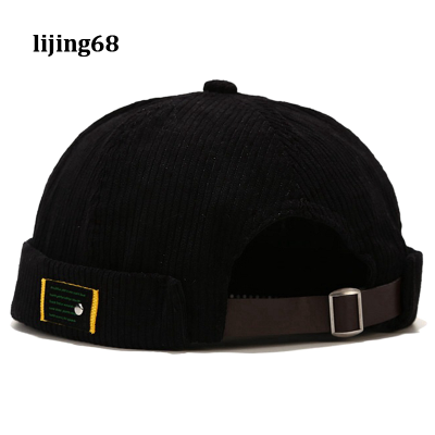 Lijing หมวกไร้ขอบผ้าลูกฟูกสำหรับผู้ชาย,หมวกแก๊ปทหารเรือหมวกทรงกะโหลก