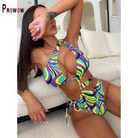 Prowow Sexy Women One-piece Bodysuits Swimming Wear Fashion Striped Print New Design Swimsuits 2023 Summer Bathing Beach Outfits