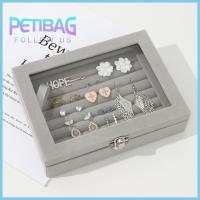 PETIBAG กล่องแหวนสีกำมะหยี่ที่แขวนต่างหูถาดแหวนหรูหราทนทานกล่องแสดงเครื่องประดับกล่องเก็บของตัวจัดระเบียบ