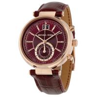 นาฬิกาผู้หญิง MICHAEL KORS Sawyer Burgundy Dial Burgundy Leather Ladies Watch MK2426