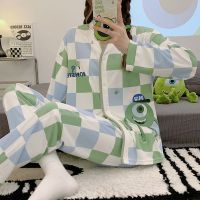 【LZ】❀  Conjunto de pijamas de manga comprida feminino super confortável pijamas dos desenhos animados loungewear tamanho grande novo alta qualidade 2 peças