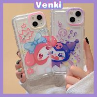 VENKI - Case For iPhone 14 Pro Max TPU Soft Jelly Airbag Clear Case Cute Cartoon Case Camera Protection Shockproof For iPhone 14 13 12 11 Plus Pro Max 7 Plus X XR