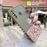 Jlingji เคสสำหรับ Infinix S5 S5 X652ไลท์เคสลายการ์ตูนหมูน่ารักบางมีน้ำค้างแข็งโปร่งใสแข็งขอบสี่เหลี่ยมกันกระแทกเคสนิ่มป้องกันคลุมทั้งหมดปลอกซิลิโคน