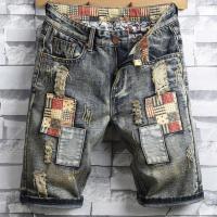 CODddngkw3 Trend denim shorts mens fashion elastic hole five pants mens youth comfortable mens pants new