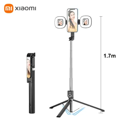 Xiaomi ขาตั้งกล้องยาว1.7เมตรรีโมทคอนโทรลบลูทูธที่วางโทรศัพท์ไม้ Selfie สำหรับกล้องแท่งสเตนเลสสตีลไร้สาย