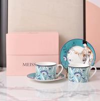 Meissen วิจิตรกระดูกจีนถ้วยกาแฟและจานรองชุดสไตล์ยุโรปชายามบ่ายมือทาสีกล่องของขวัญ