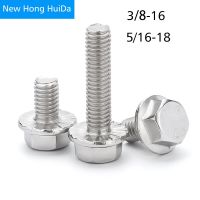 Hexagon Head with Serrated Flange Cap Screw Hex Washer Head Bolt 304 Stainless Steel 5/16-18  3/8-16 Nails Screws Fasteners