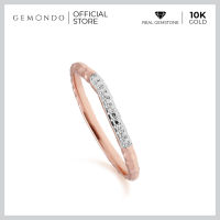 Gemondo แหวนทองคำแท้ 10K สีโรสโกลด์ ประดับเพชรแท้ (Diamond)