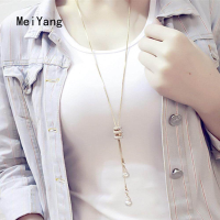 MeiYang ร้อนจำลองเพิร์ลคริสตัลยาวสร้อยคล้องคอวงกลมสร้อยคอ VINTAGE อุปกรณ์เสริมคริสตัล Collares Statement เครื่องประดับ