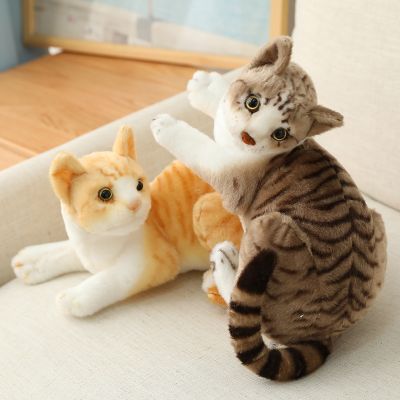 【CC】 26/30/40cm Real Cats Stuffed Lying for Children Baby Kids Birthday Decoration