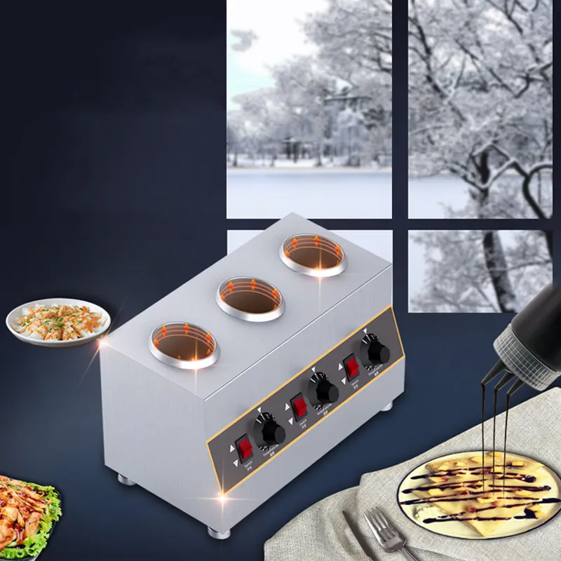 Commercial Sauce Warmer Hot Chocolate Machine With Bottles 4*650ML 110-240V