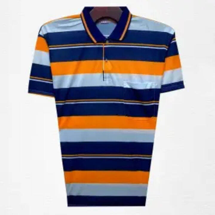 Summer Short Sleeve Striped Tshirt Loose And Thin Middleaged Men's