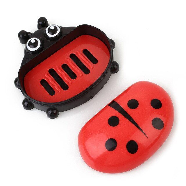 กล่องเก็บสบู่-ladybug-soap-box-กล่องใส่สบู่-กล่องใสสบู่-ที่ใส่สบู่-ที่เก็บสบู่-ที่วางสบู่แบบพลาสติกพร้อมปิดฝาสำหรับห้องน้ำ-เดินทาง