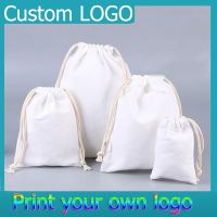 Drawstring Bag Custom Logo Pouch Portable Lightweight Canvas Bag Families Receive Drawstring Travel Storage Cloth Bag