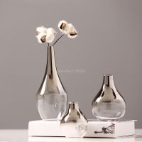 【 YUYANG Lighting 】 2023 Nordic Flower Glass Vase Creative Silver Gradient Dried Insert Desktop Terrarium Jewelry Decoration Plant Holder Gift