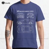 Niss Skyline Gt-R (R34) Z-Tune (Blue) Blueprint - Classic T-Shirt  Shirt Custom Gift Fashion Tshirt Summer  Xs-5Xl Unisex