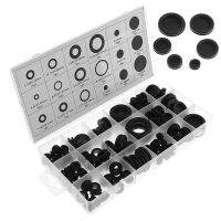 125Pcs ยางสีดำ Grommets Retaining Ring Set Seal Ring Assortment Protection Coil พร้อมกล่องพลาสติกสำหรับ Blanking Hole/ สายไฟ/ชุดปะเก็น