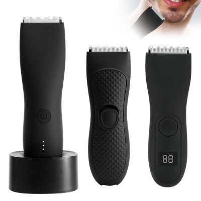ZZOOI Mens Electric Groin Hair Trimmer Pubic Hair Removal Intimate Areas Body Grooming Clipper Epilator Rechargeable Shaver Razor