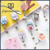 JIAJUSUANSOU 6Pcs พลาสติกสำหรับตกแต่ง คลิปเชือกเส้นเล็ก หมุนได้360 ° ปรับขนาดได้ ที่ใส่ป้ายชื่อ แบบพกพาได้ คลิป carabiner คลิปม้วนป้าย ป้ายรหัสประจำตัว