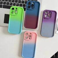 ไล่เฉดสีหลากสีซิลิโคนนิ่มด้านเคสโทรศัพท์หรูสำหรับ iPhone 11 Pro Max 12 Pro Max 13 Pro Max 14 Plus 14 Plus ฝาครอบด้านหลังกันกระแทก