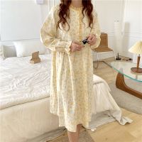 【 WYIN kitchen】 SUO amp;CHAO 2023 【 WYIN kitchen】Floral Print Nightdress For Women 39;s Long Sleeve Round Neck Loose Casual A-line Nightgowns Pajamas Pyjamas