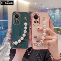 เคสโทรศัพท์ OPPO Reno 10 Pro Plus ซิลิโคนนิ่มหลากสีป้องกันการตกสร้อยข้อมือไข่มุกสำหรับ10Pro OPPO Reno + ฝาหลัง