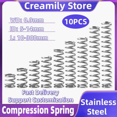 【LZ】txr931 Creamily 10PCS Pressure Spring Wire Diameter 0.9mm  Stainless Steel Compression Spring Support Customization