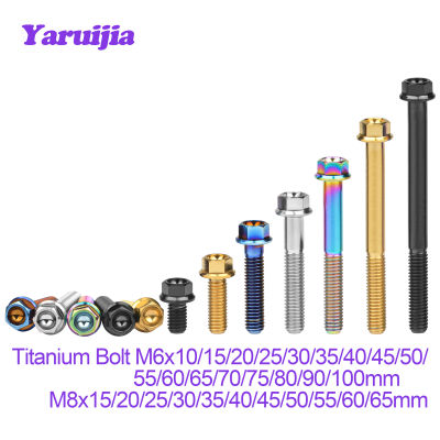Yaruijia สกรูไทเทเนียม M6M8x1015202530354045 ~ 100มม. สกรูหัวหกเหลี่ยมหน้าแปลน