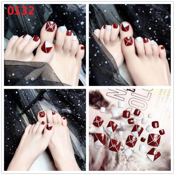 24x-french-nail-art-fake-toe-acrylic-artificial-feet-nails