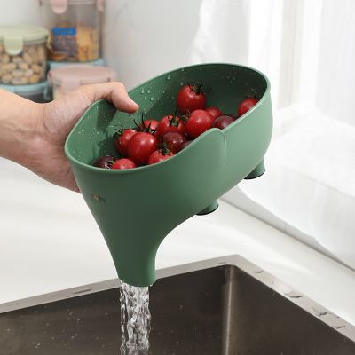 【CW】 Elephant Multifunctional Plastic Sink Drain Basket Fruit Vegetable Washer Sponge Storage Rack Household Tools