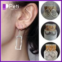 PETI JEWELLERY เงินสีเงิน ต่างหูห้อยระย้า เกลียว/วงกลม/สี่เหลี่ยม/สี่เหลี่ยม โลหะผสมอัลลอยด์ ต่างหูตะขอเกี่ยว แฟชั่นสำหรับผู้หญิง เครื่องประดับแฟชั่นเครื่องประดับ ต่างหูแบบห้อย วันต่อวัน