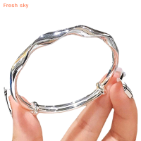 Fresh sky กำไลข้อมือเงินสีเงินกำไลข้อมือแฟชั่น pouplar เครื่องประดับมือของขวัญสำหรับเพื่อนปรับได้ง่ายสร้อยข้อมือคู่