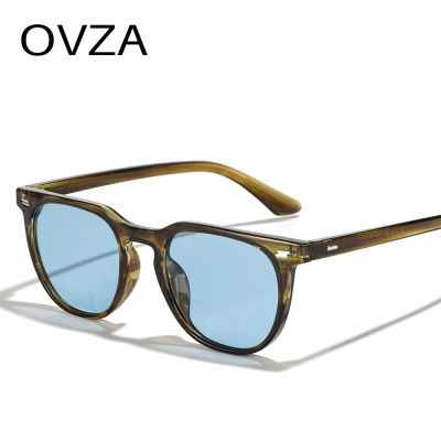OVZA แว่นกันแดดผู้หญิงรูปไข่คลาสสิก2023ย้อนยุคใหม่วินเทจแว่นกันแดดผู้ชาย S005สีฟ้า