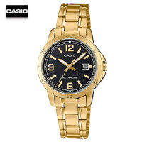 Velashop นาฬิกาผู้หญิงคาสิโอ Casio สายสแตนเลสสีทอง รุ่น LTP-V004G-1BUDF, LTP-V004G-1B, LTP-V004G