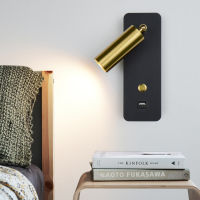 Modern LED Wall Light With Switch And USB Interface 7W simple White Black Wall Lamp Fixture bedside corridor Lighting Art Sconce