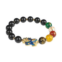 Five road God of wealth hand string natural obsidian five elements transfer beads change color PI Xiu crystal bracelet couple