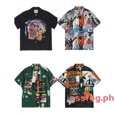 WACKO MARIA Joint Style Japanese Trendy Graffiti Hawaii Casual Short-Sleeved Floral Shirt Couple T-Shirt Men Women 2022