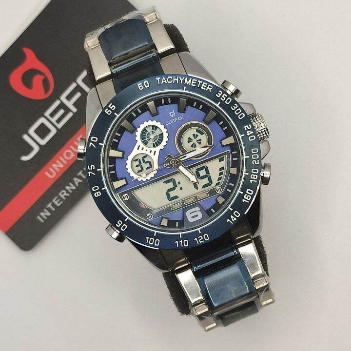 JoeFox Original Men's Action Watch DualTime Full Metal NonTarnish