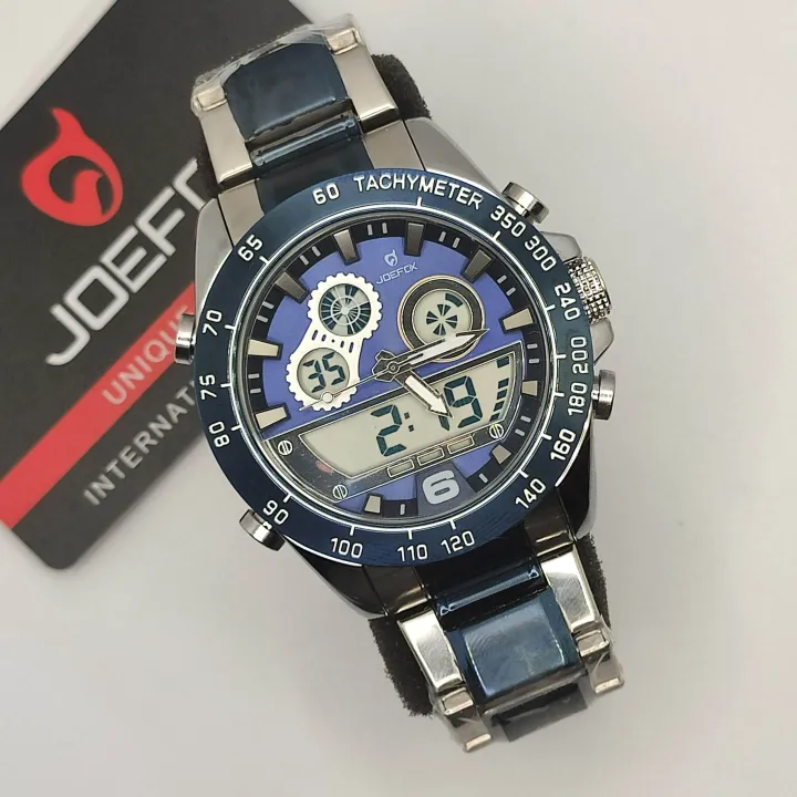 Original JoeFox Men's Action Watch Dual-Time Full Metal Non-Tarnish ...