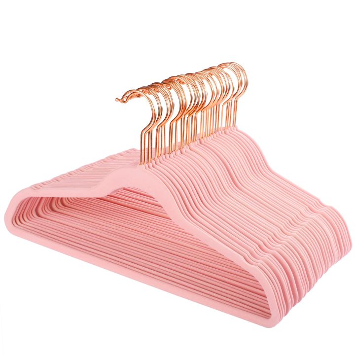 HOUSE DAY White Velvet Hangers 50 Pack, Felt Hangers, Non Slip Rose Gold  Hook Flocked Hangers, Heavy Duty Adult Hanger for Coat, Suit