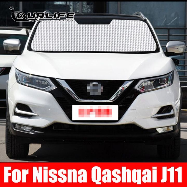 สำหรับ-nissna-qashqai-j11ที่บังแดดหน้าต่างรถยนต์2017-2018ถึง2022ที่บังแดดหน้าป้องกันสะท้อนยูวีกระบังแสงสีเงิน