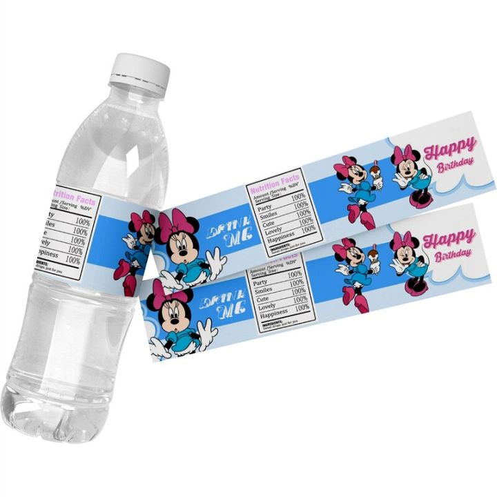 24pcs-cartoon-disney-minnie-mouse-water-bottle-stickers-labels-birthday-party-water-bottle-wraps-baby-shower-kids-party-decor-stickers-labels